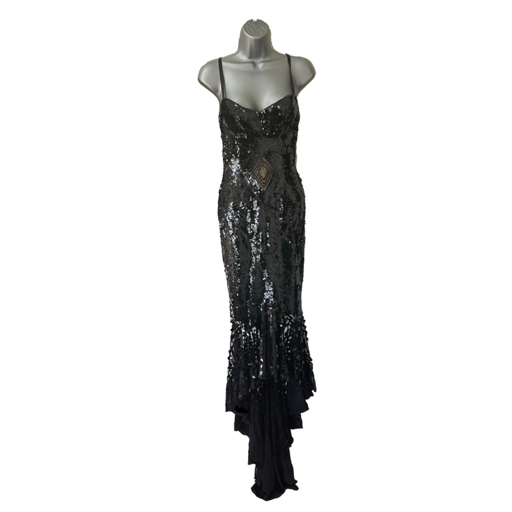 NWT Mandalay Black Sequined Hi-Lo Formal/Cocktail Dress size 6